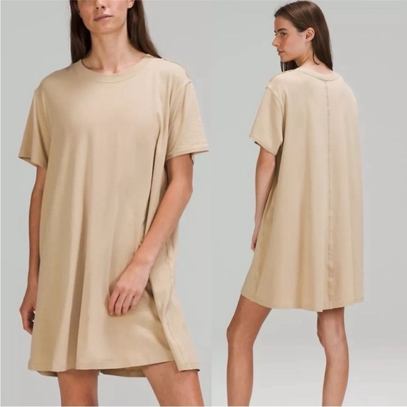 lululemon athletica Dresses & Skirts - Lululemon All Yours Tee Dress Sheer Oak Tan Brown size medium Worn Once